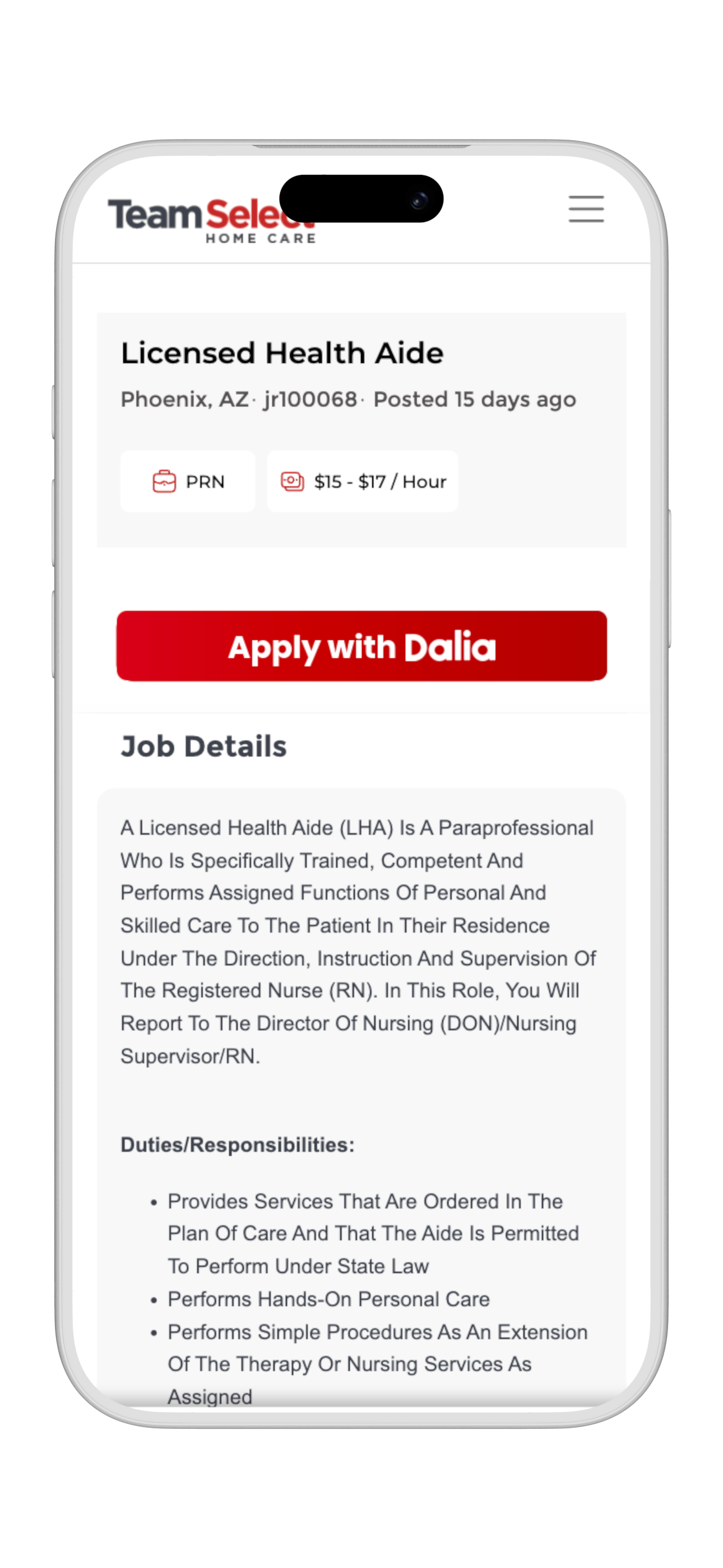 Dalia Apply on a phone