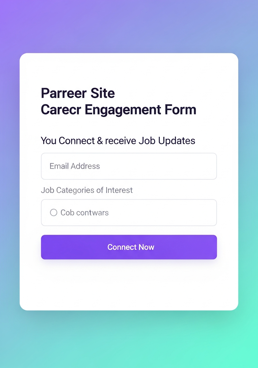 Example career site engagement form shown to direct or branded search visitors