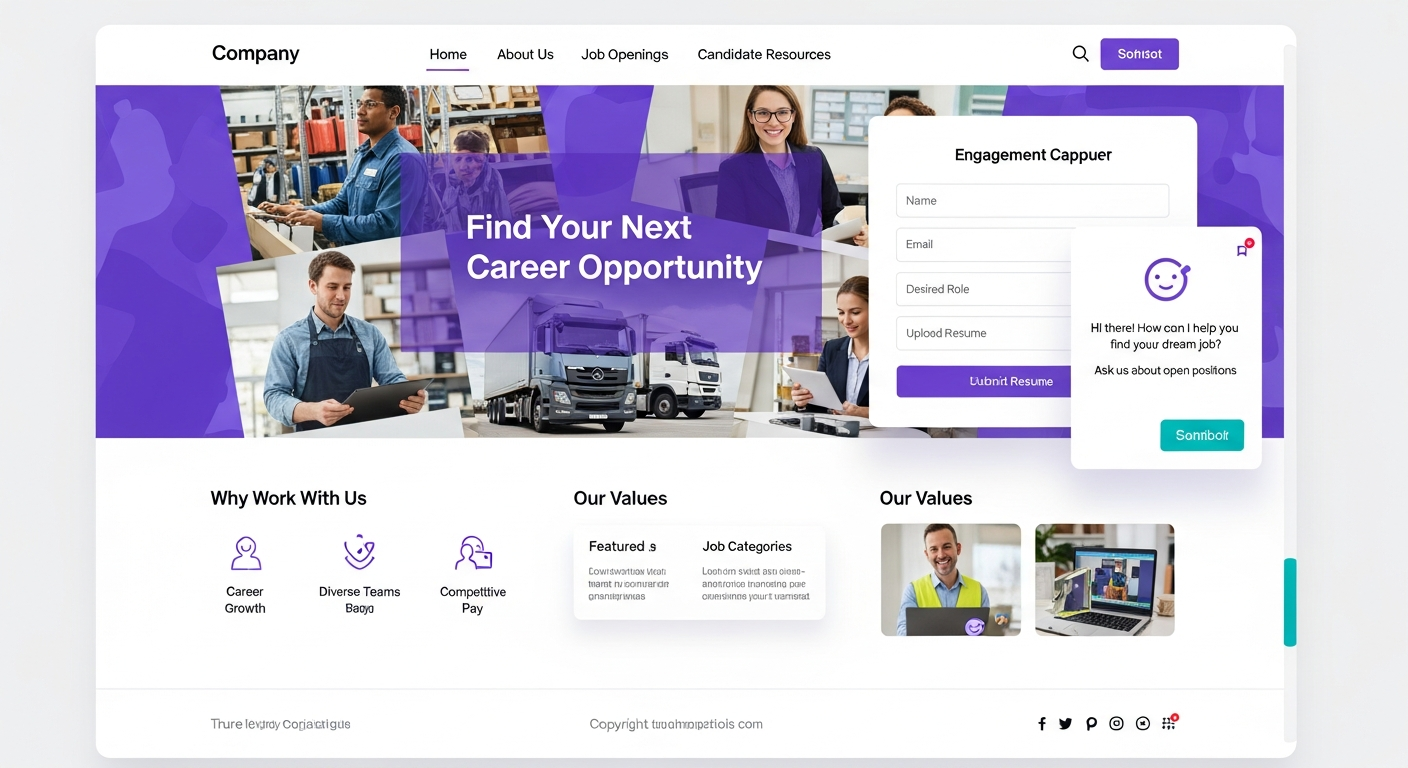 Screenshot of Ryder's career site engagement form for capturing job seeker contact information
